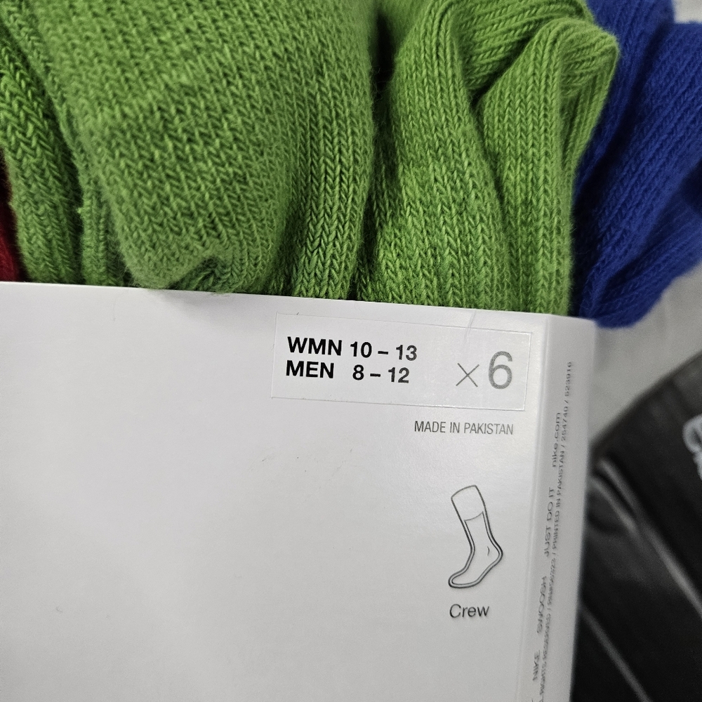 Nike Everyday Cushioned Crew Socks Size L 8-12 6 Pairs SX6897-903 Multicolor - Picture 6 of 6